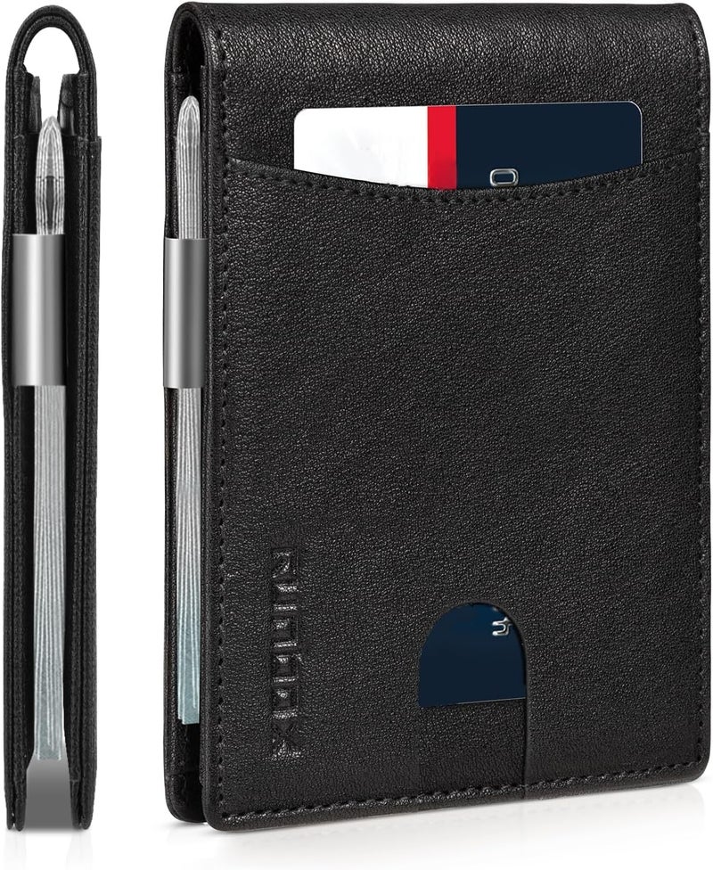 RUNBOX Slim Novelty Wallets for Men RFID Blocking 11 Card Holder Minimalist Small Leather Bifold Men's Front Pocket Wallet Gift Box - Image 1